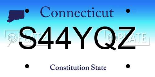 S44YQZ Connecticut License Plate