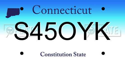 S45OYK Connecticut License Plate