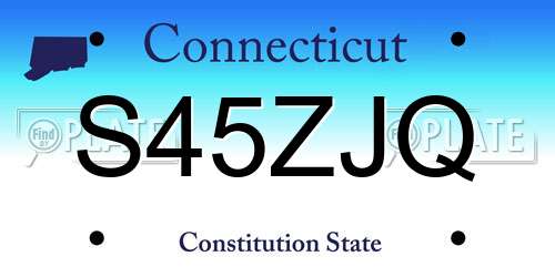 S45ZJQ Connecticut License Plate