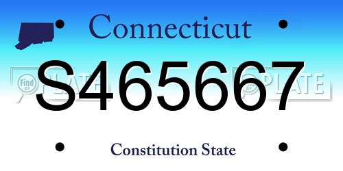 S465667 Connecticut License Plate