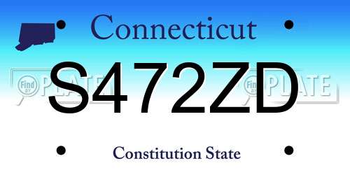 S472ZD Connecticut License Plate