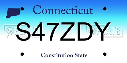 S47ZDY Connecticut License Plate