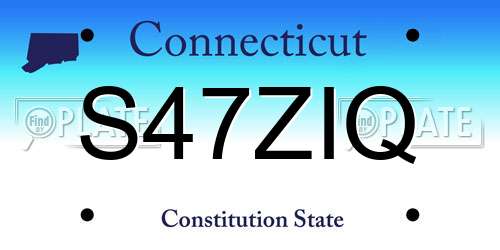 S47ZIQ Connecticut License Plate