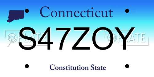 S47ZOY Connecticut License Plate