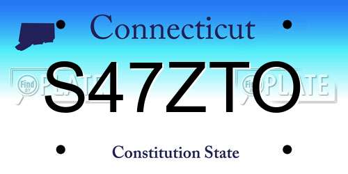 S47ZTO Connecticut License Plate