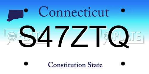 S47ZTQ Connecticut License Plate