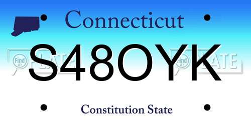 S48OYK Connecticut License Plate