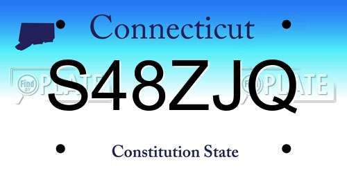 S48ZJQ Connecticut License Plate