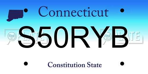 S50RYB Connecticut License Plate