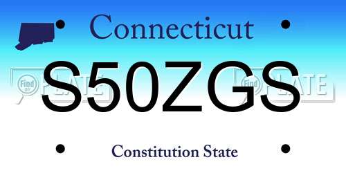 S50ZGS Connecticut License Plate