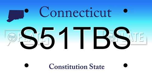 S51TBS Connecticut License Plate