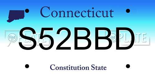 S52BBD Connecticut License Plate