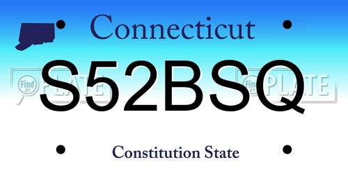 S52BSQ Connecticut License Plate