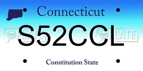 S52CCL Connecticut License Plate