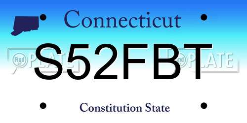S52FBT Connecticut License Plate