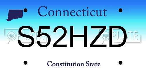 S52HZD Connecticut License Plate