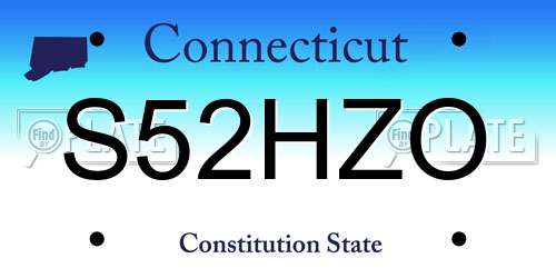 S52HZO Connecticut License Plate