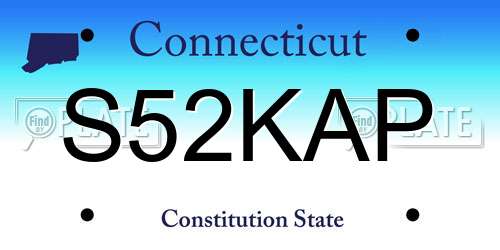 S52KAP Connecticut License Plate