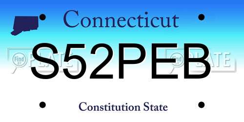 S52PEB Connecticut License Plate
