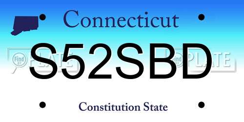 S52SBD Connecticut License Plate
