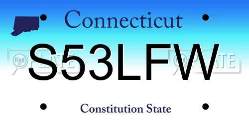 S53LFW Connecticut License Plate