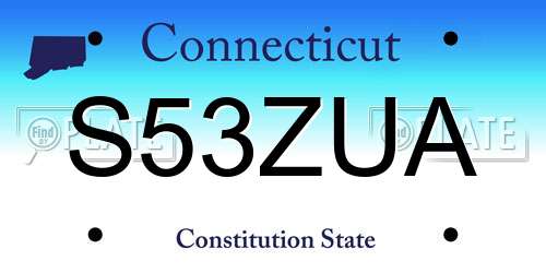 S53ZUA Connecticut License Plate