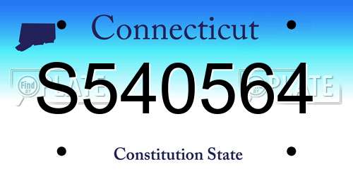 S540564 Connecticut License Plate