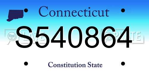 S540864 Connecticut License Plate