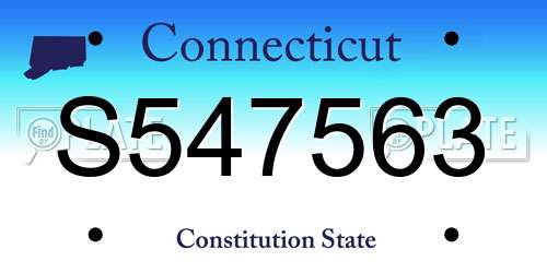S547563 Connecticut License Plate