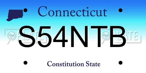 S54NTB Connecticut License Plate