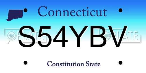 S54YBV Connecticut License Plate