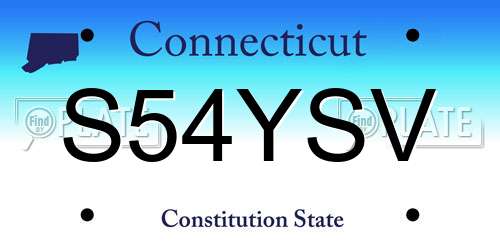 S54YSV Connecticut License Plate