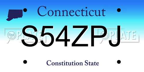 S54ZPJ Connecticut License Plate