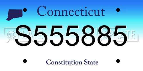 S555885 Connecticut License Plate