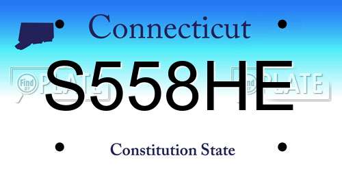 S558HE Connecticut License Plate