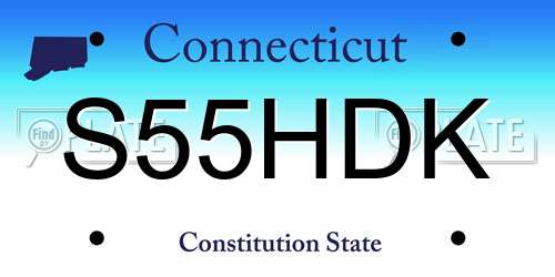 S55HDK Connecticut License Plate