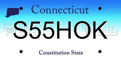 S55HOK Connecticut License Plate