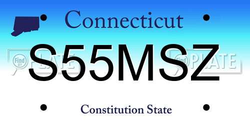 S55MSZ Connecticut License Plate