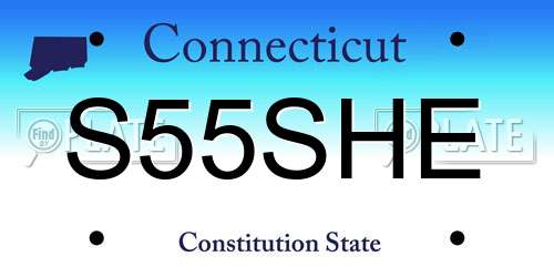 S55SHE Connecticut License Plate