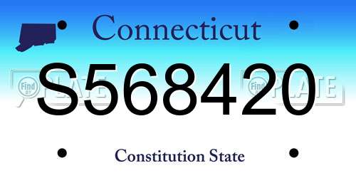 S568420 Connecticut License Plate