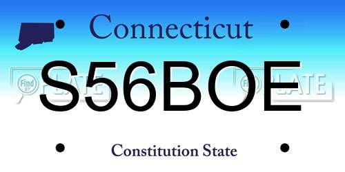 S56BOE Connecticut License Plate