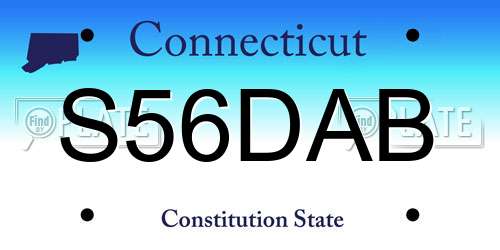 S56DAB Connecticut License Plate