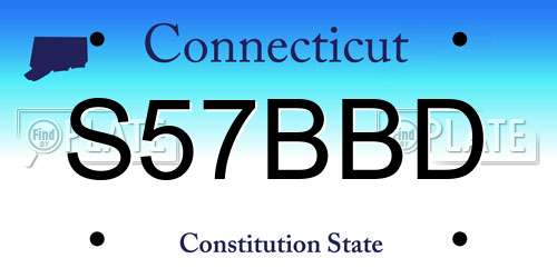 S57BBD Connecticut License Plate