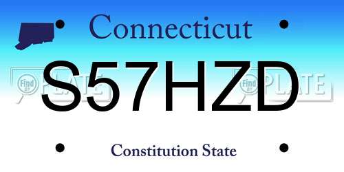 S57HZD Connecticut License Plate