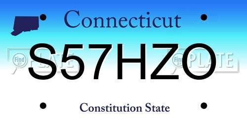S57HZO Connecticut License Plate