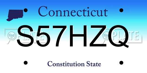 S57HZQ Connecticut License Plate