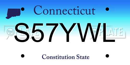 S57YWL Connecticut License Plate