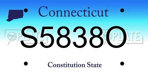 S5838O Connecticut License Plate