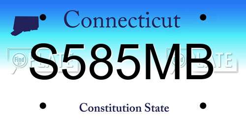S585MB Connecticut License Plate
