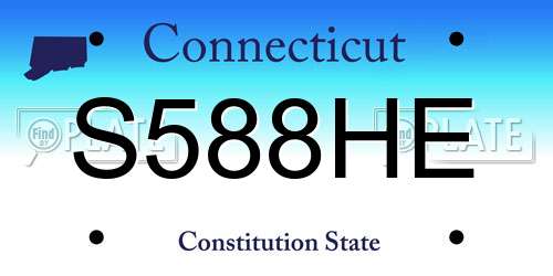 S588HE Connecticut License Plate